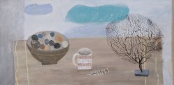 sea fan, bowl of round stones and girls' mug
